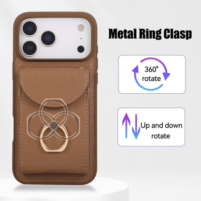 Leather iPhone Cases With Card Holder And Strap（With Stand）Brown-BC25030