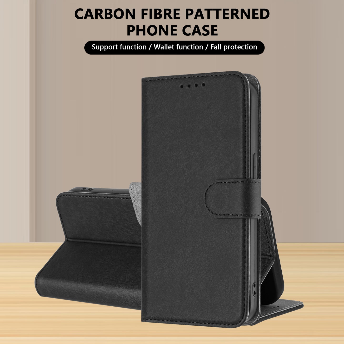 Leather iPhone Cases With Flip Wallet Black-BC25051