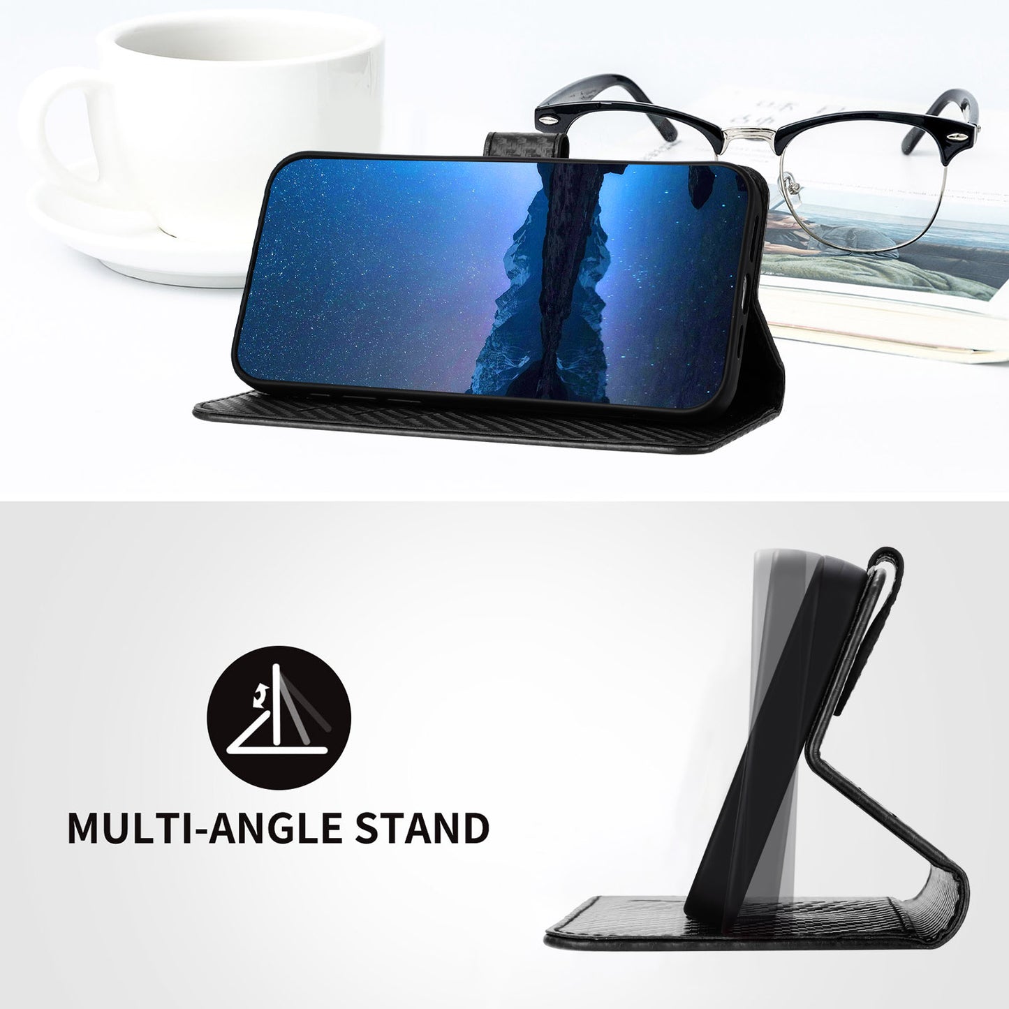 Leather iPhone Cases With Wallet and Strap Black-BC25079