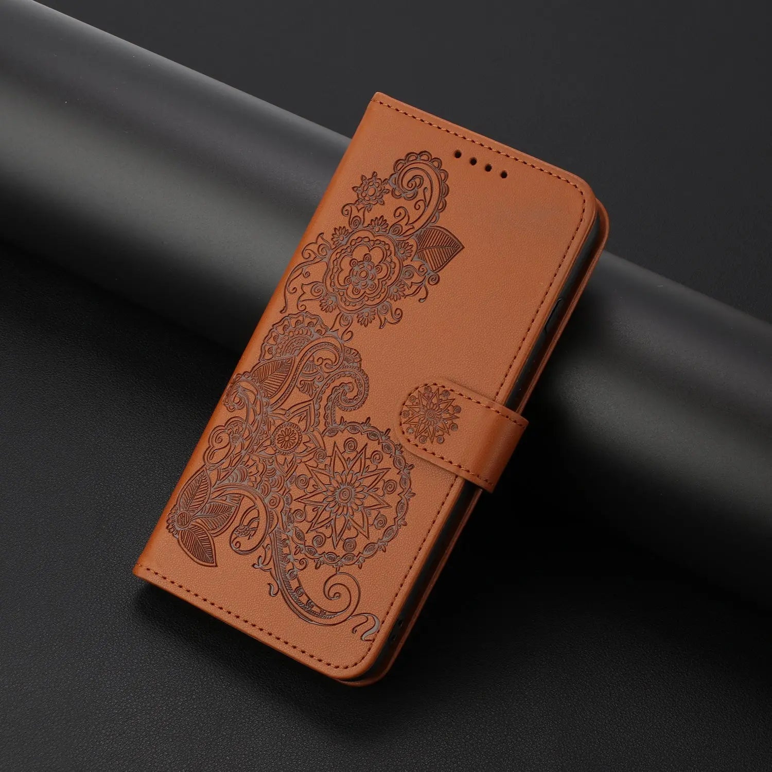 Leather iPhone Cases With Flip Wallet and Strap Brown -BC25072 Burycase