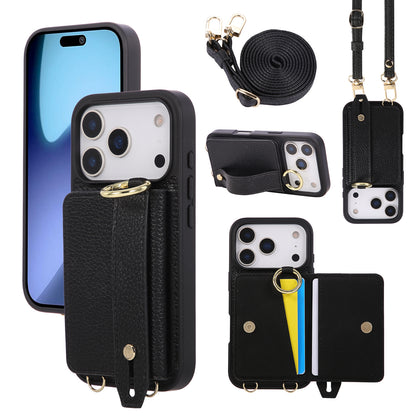 iPhone Case With Card Holder And Strap（With Holder）Black -BC25036