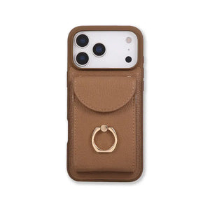 Leather iPhone Cases With Card Holder And Strap（With Stand）Brown-BC25030 Burycase