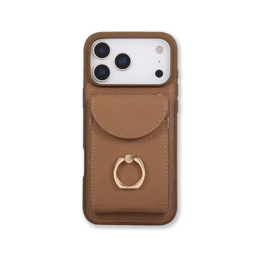 Leather iPhone Cases With Card Holder And Strap（With Stand）Brown-BC25030
