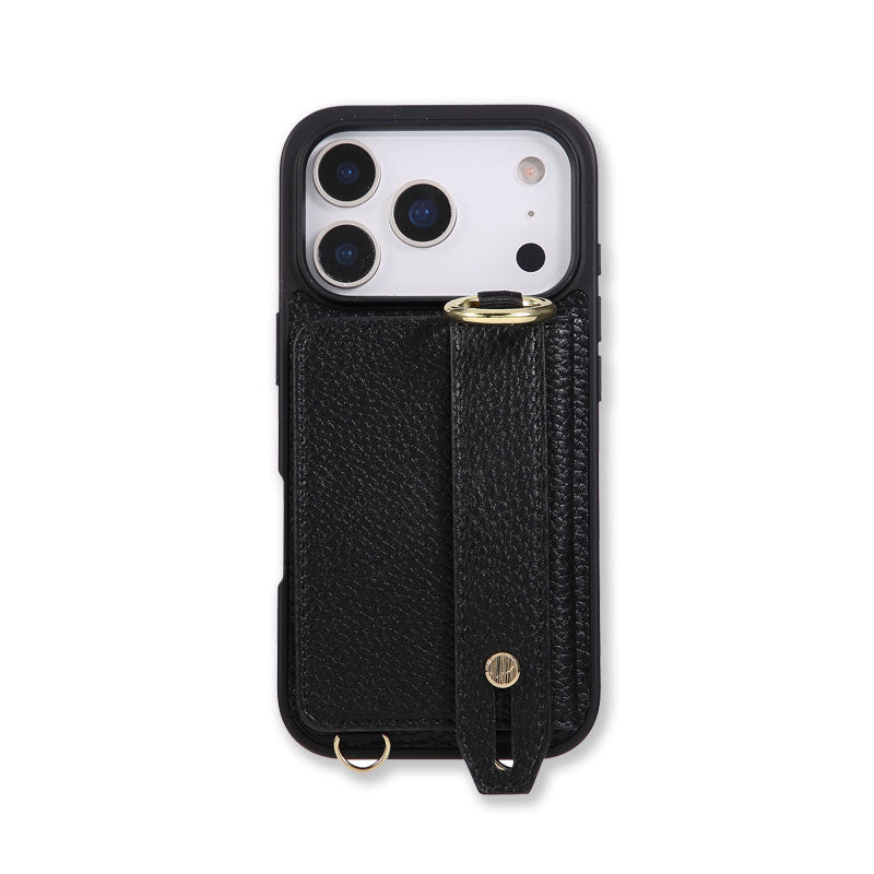 iPhone Case With Card Holder And Strap（With Holder）Black -BC25036