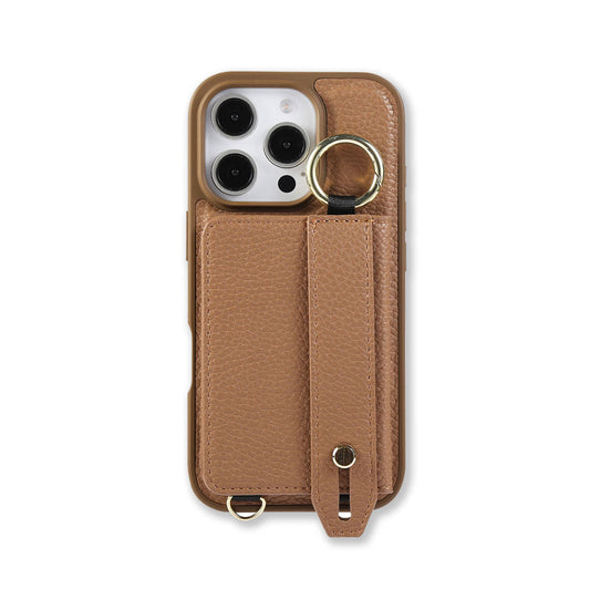 iPhone Case With Card Holder And Strap（With Holder）Brown -BC25037