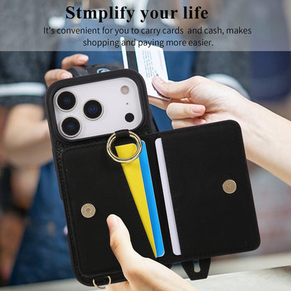 iPhone Case With Card Holder And Strap（With Holder）Black -BC25036