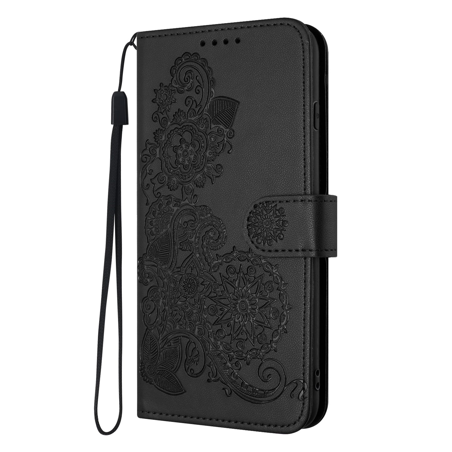 Leather iPhone Cases With Flip Wallet and Strap Black-BC25069