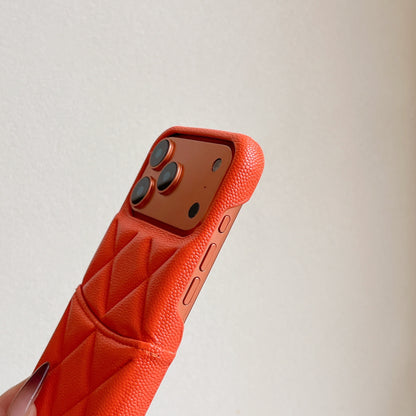 Leather iPhone Case with Card Holder Orange-BC25020
