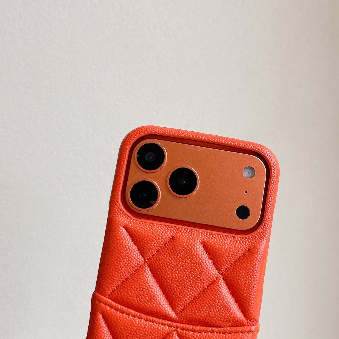 Leather iPhone Case with Card Holder Orange-BC25020