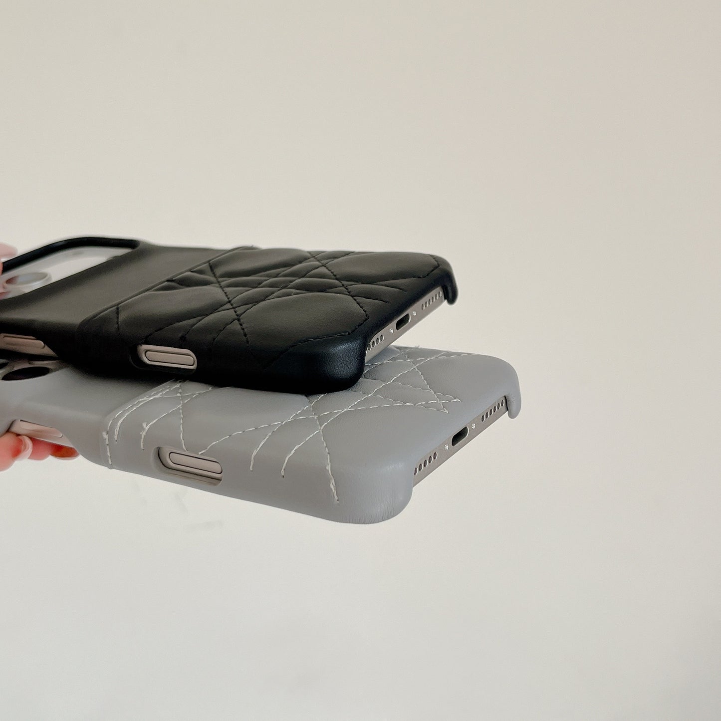 Leather iPhone Case with Card Holder Pink-BC25019