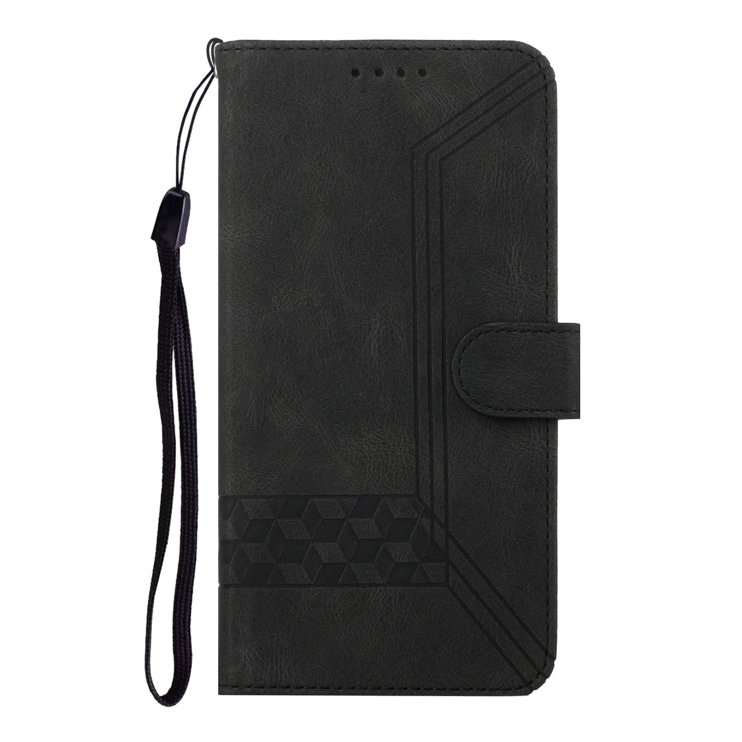 Leather iPhone Cases With Flip Wallet and Wrist Strap Black -BC25048