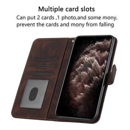 Leather iPhone Cases With Flip Wallet and Wrist Strap Brown -BC25049
