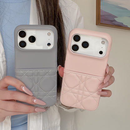 Leather iPhone Case with Card Holder Pink-BC25019