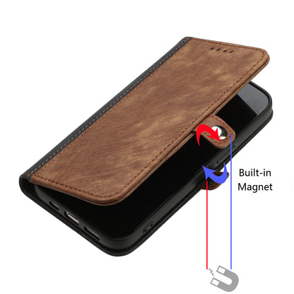 Leather iPhone Cases With Flip Wallet and Wrist Strap Brown-BC25056