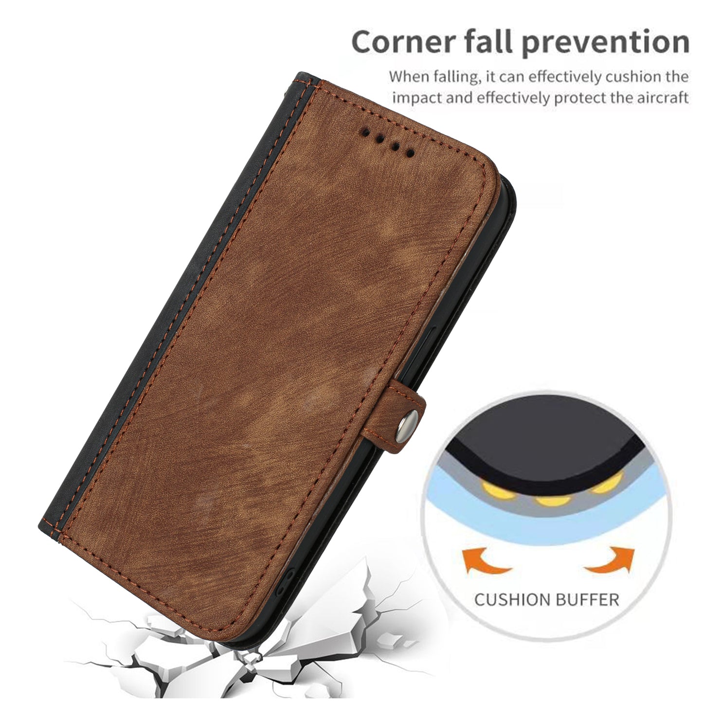 Leather iPhone Cases With Flip Wallet and Wrist Strap Brown-BC25056