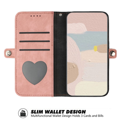 Leather iPhone Cases With Flip Wallet and Wrist Strap Pink-BC25055