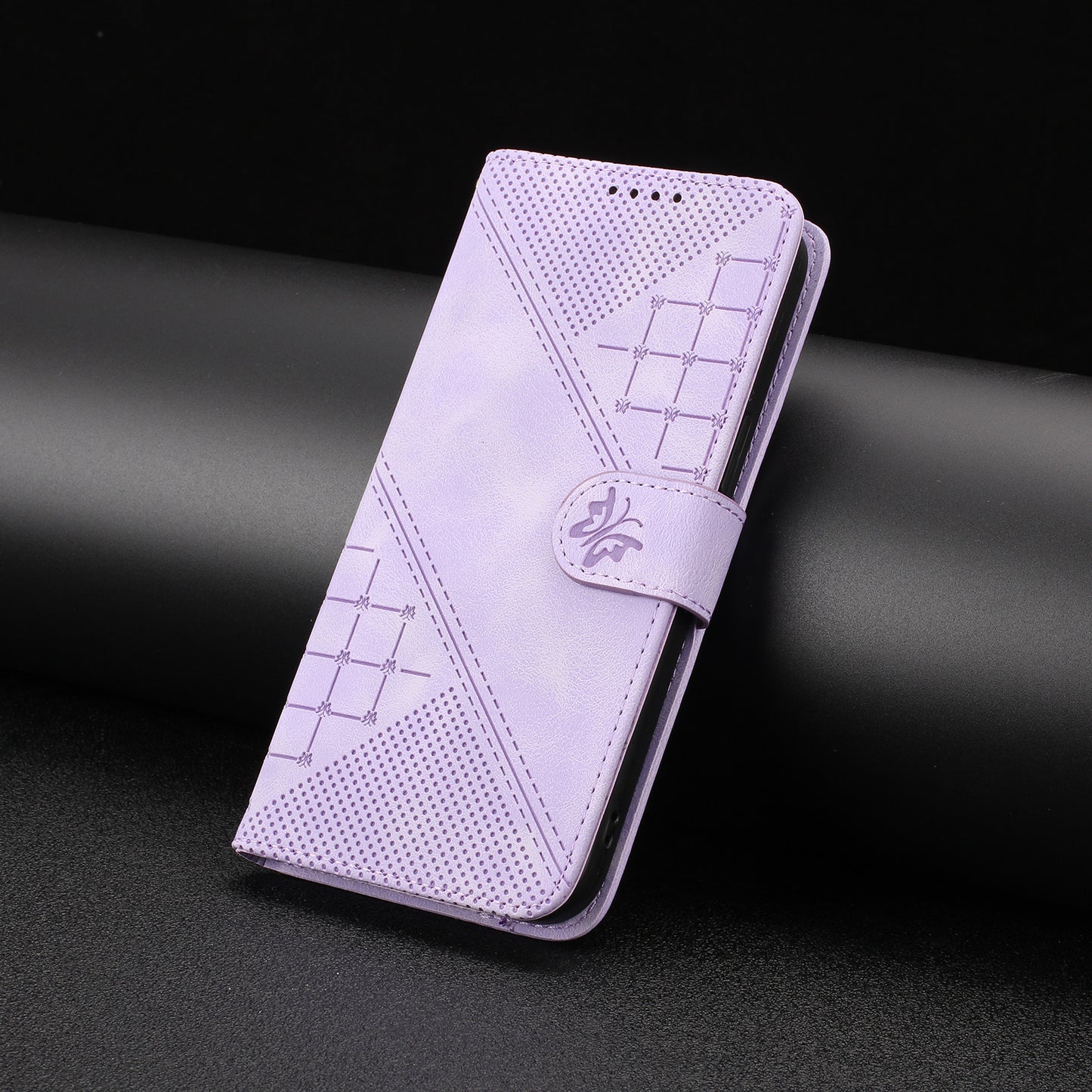 Leather iPhone Cases With Card Holder and Wrist Strap Purple-BC25082