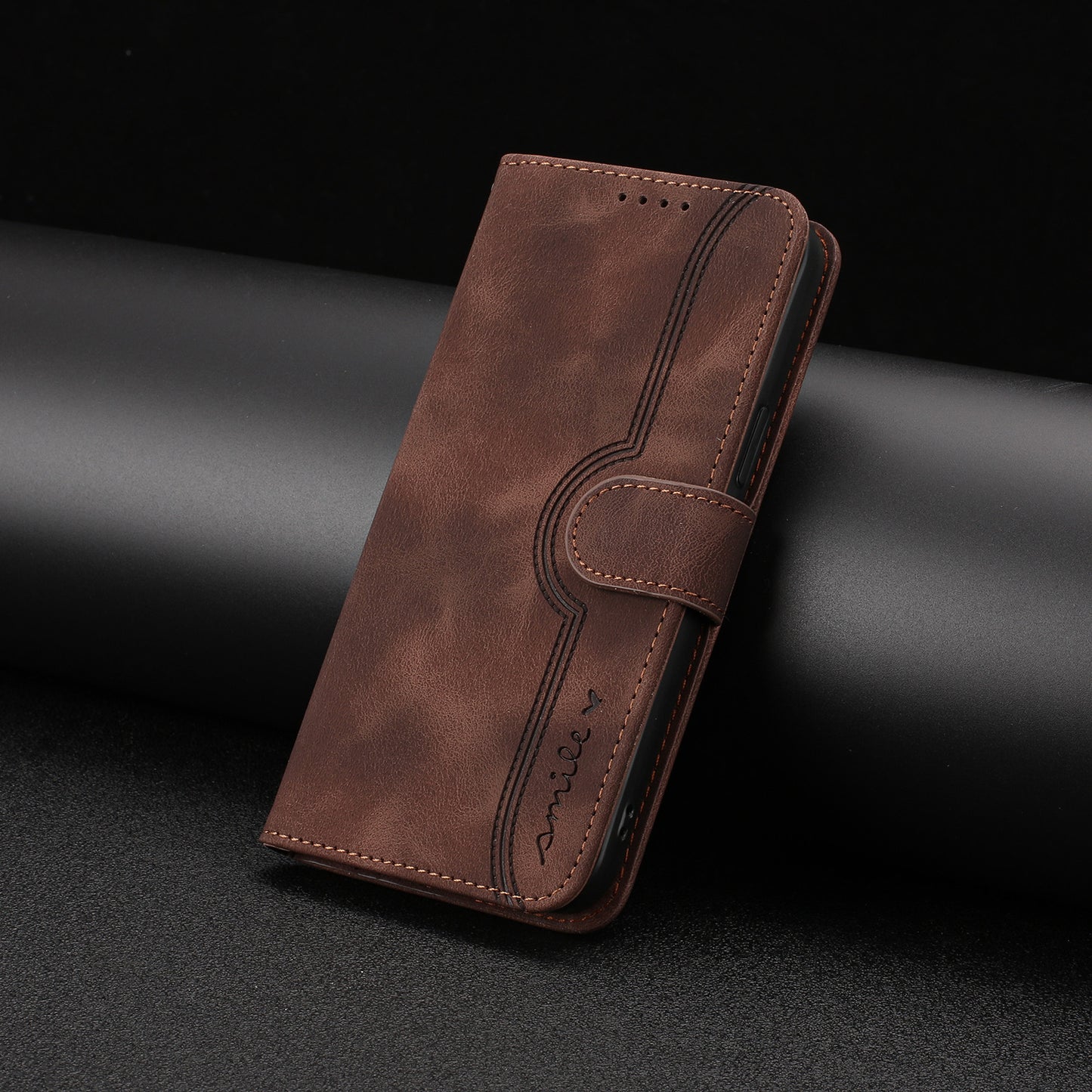 Leather iPhone Cases With Card Holder and Strap Brown-BC25060