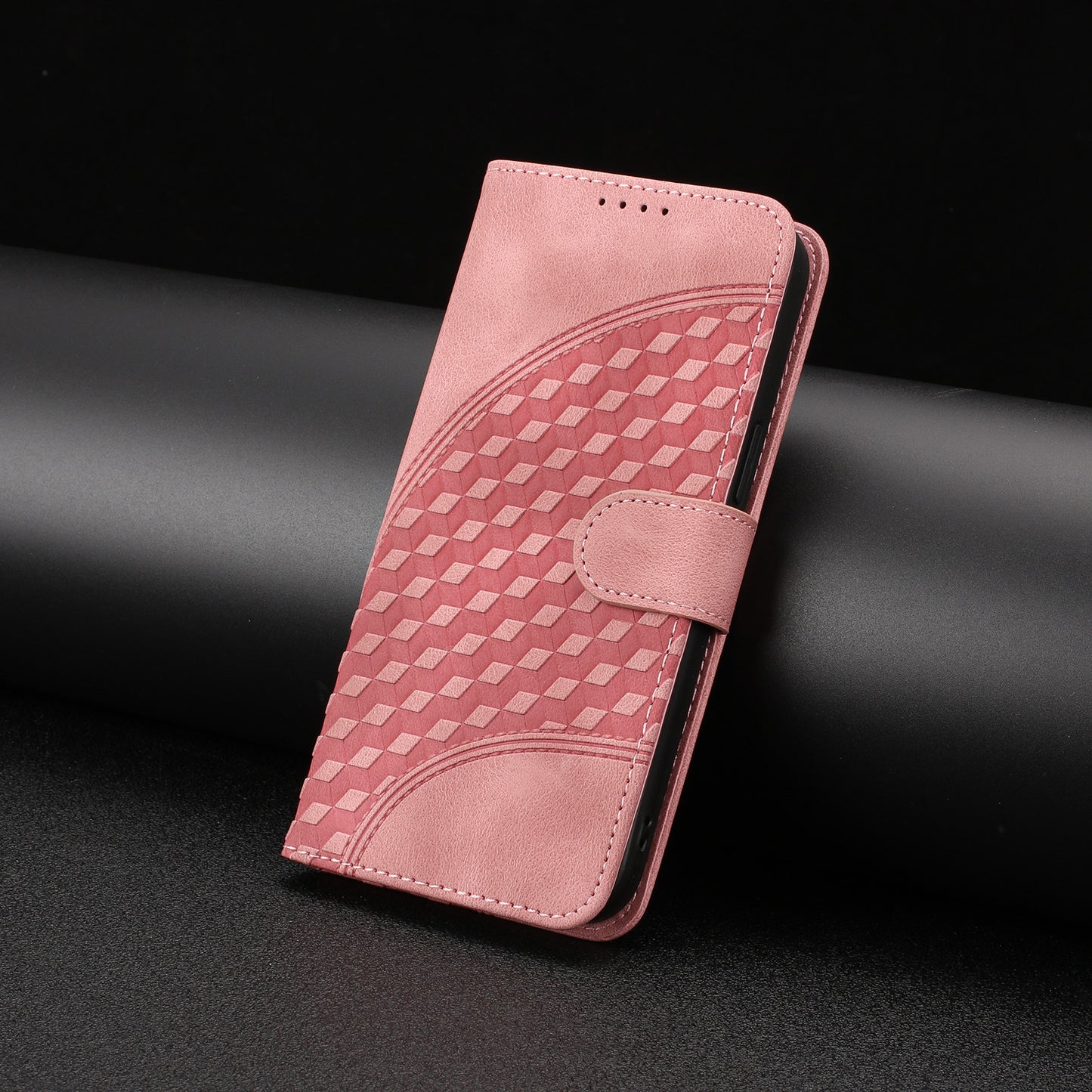 Leather iPhone Cases With Card Holder and Wrist Strap Pink-BC25073