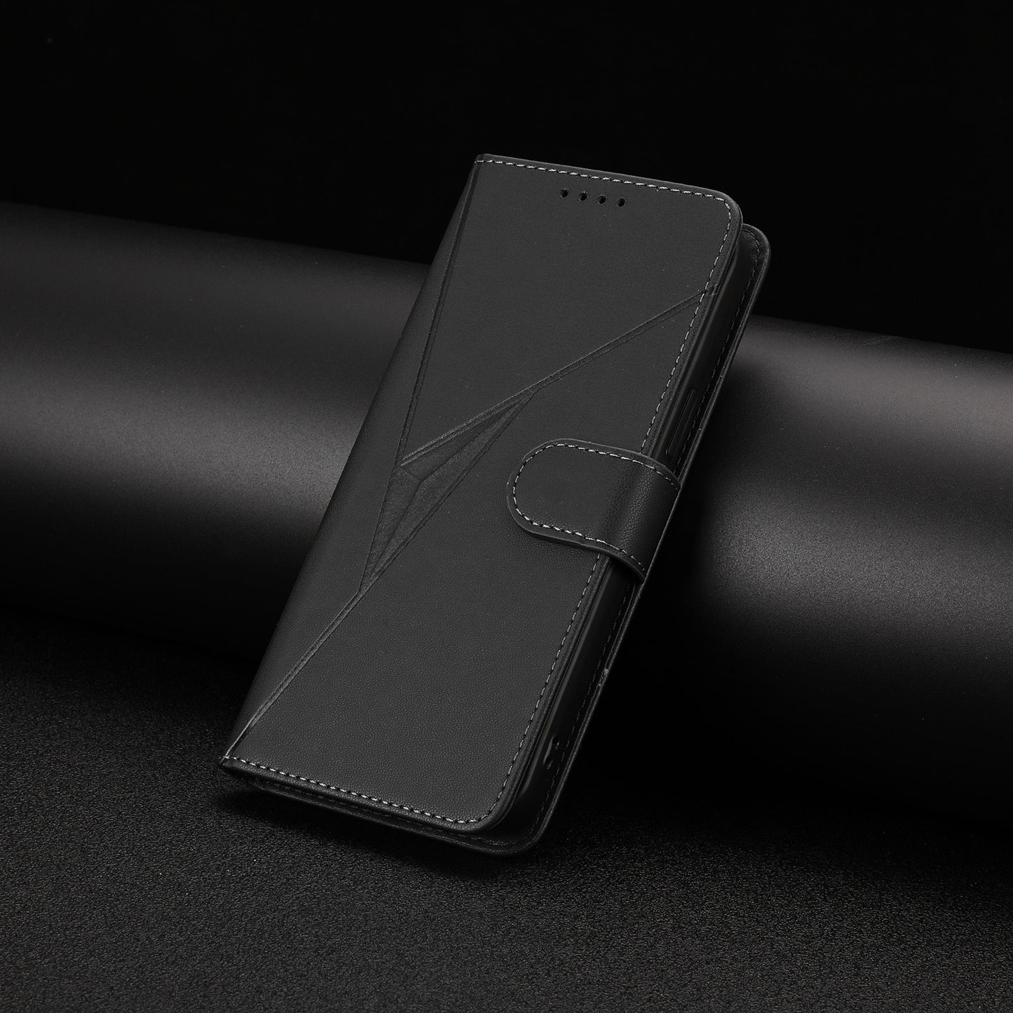 Leather iPhone Cases With Flip Wallet and Strap Black-BC25089