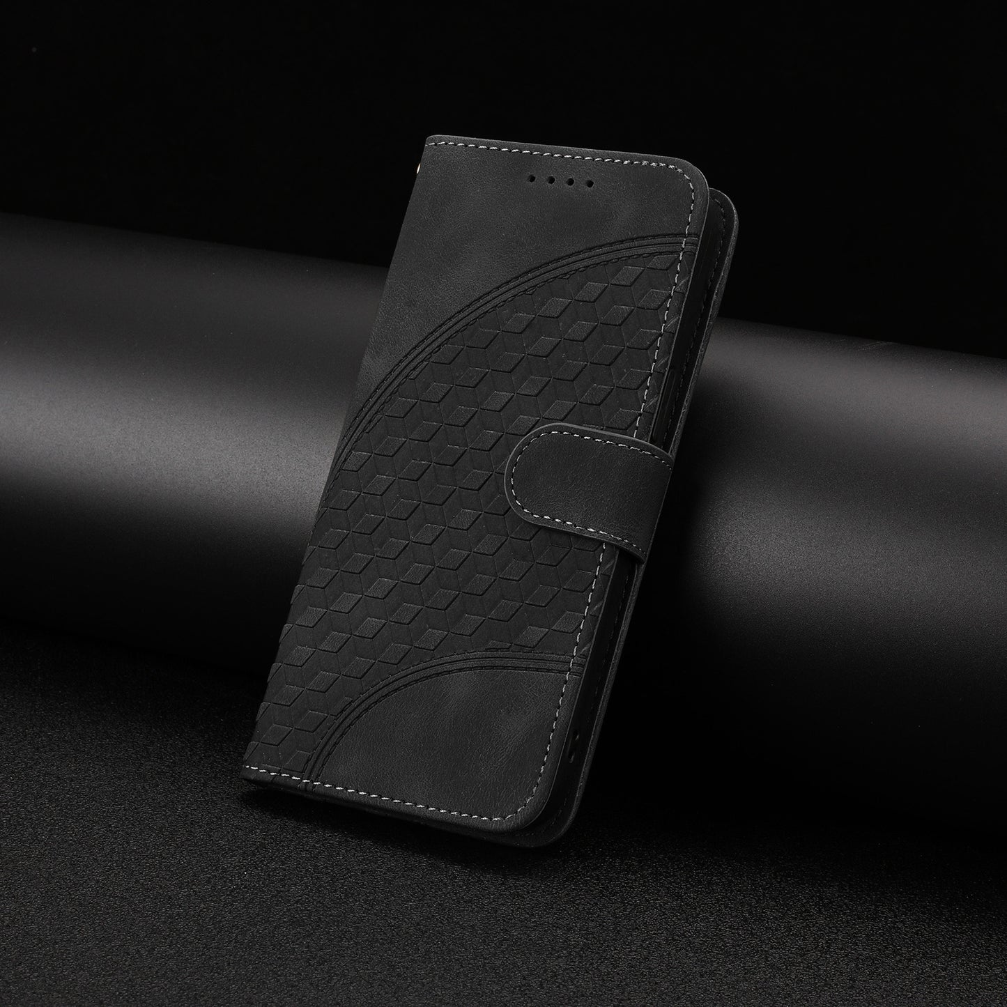 Leather iPhone Cases With Card Holder and Wrist Strap Black-BC25075