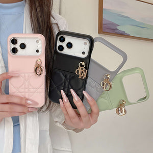Elegant Leather CD iPhone Case With Card Holder Black For iPhone 17 Series-CYCD057