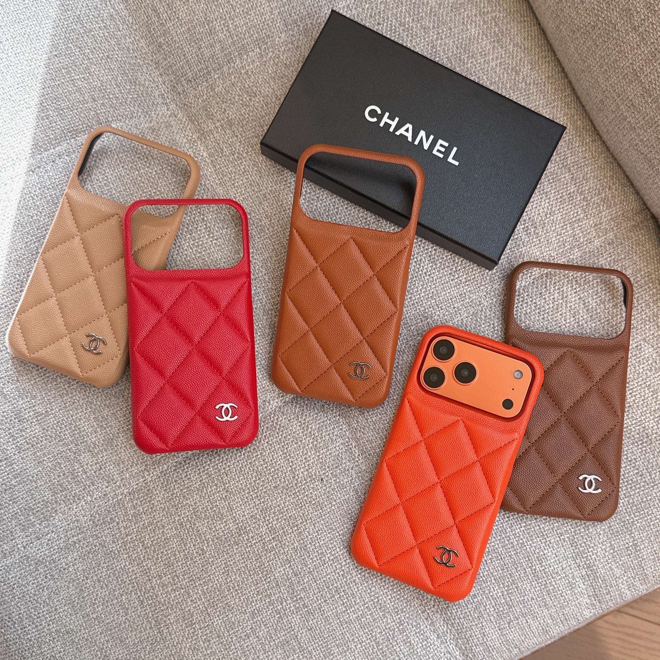 Premium Leather CC iPhone Case Orange For iPhone 17 Series-CYCC043