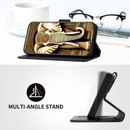 Leather iPhone Cases With Card Holder and Wrist Strap Black-BC25075