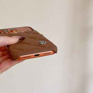 Classic Leather CC iPhone Case With Card Holder Brown For iPhone 17 Series-CYCC044