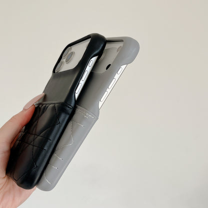 Leather iPhone Case with Card Holder Pink-BC25019