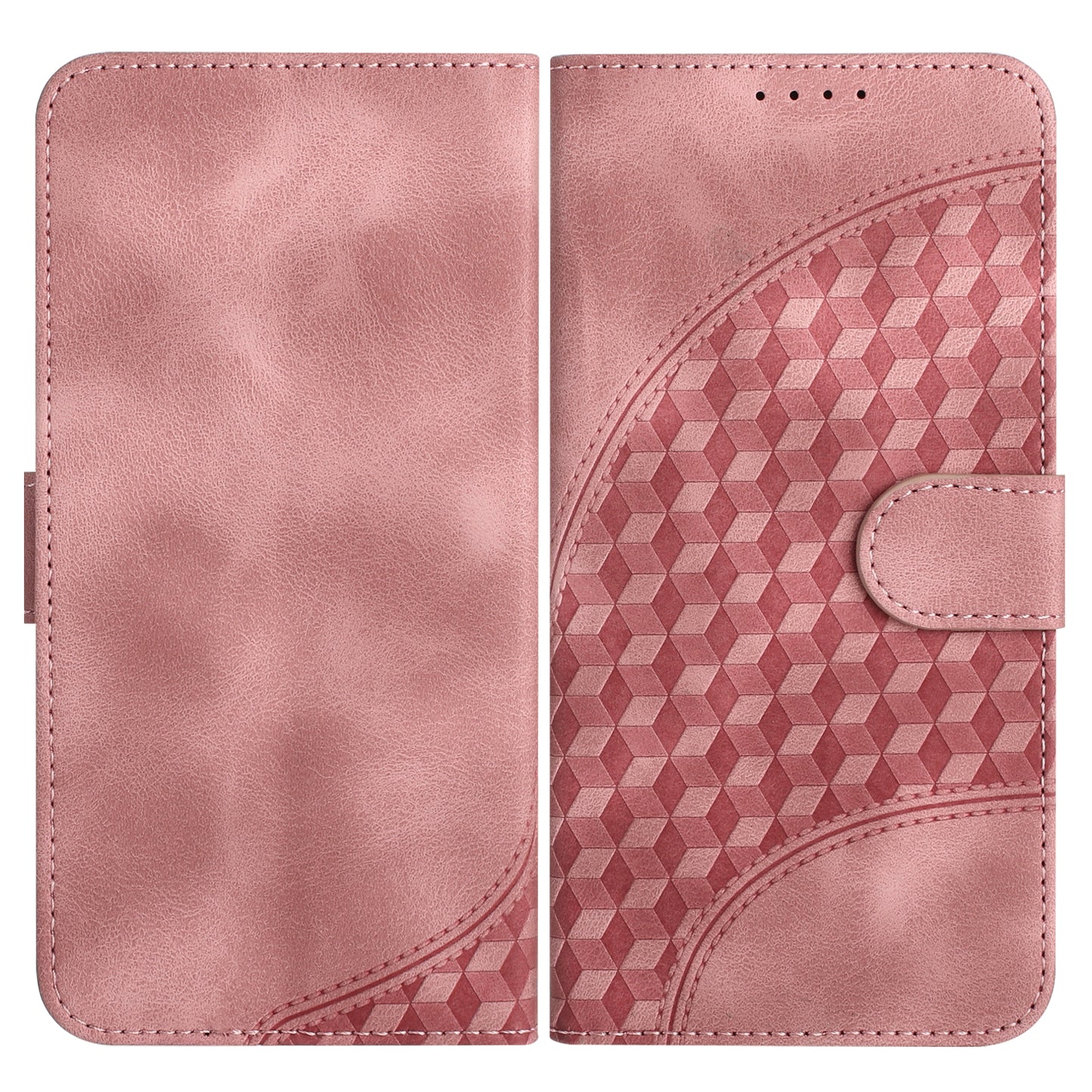 Leather iPhone Cases With Card Holder and Wrist Strap Pink-BC25073