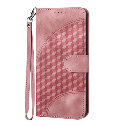 Leather iPhone Cases With Card Holder and Wrist Strap Pink-BC25073