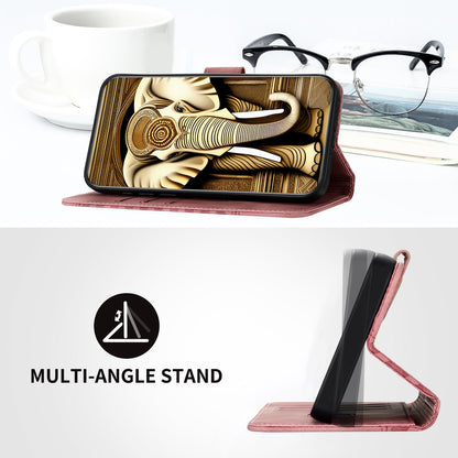 Leather iPhone Cases With Card Holder and Wrist Strap Pink-BC25073