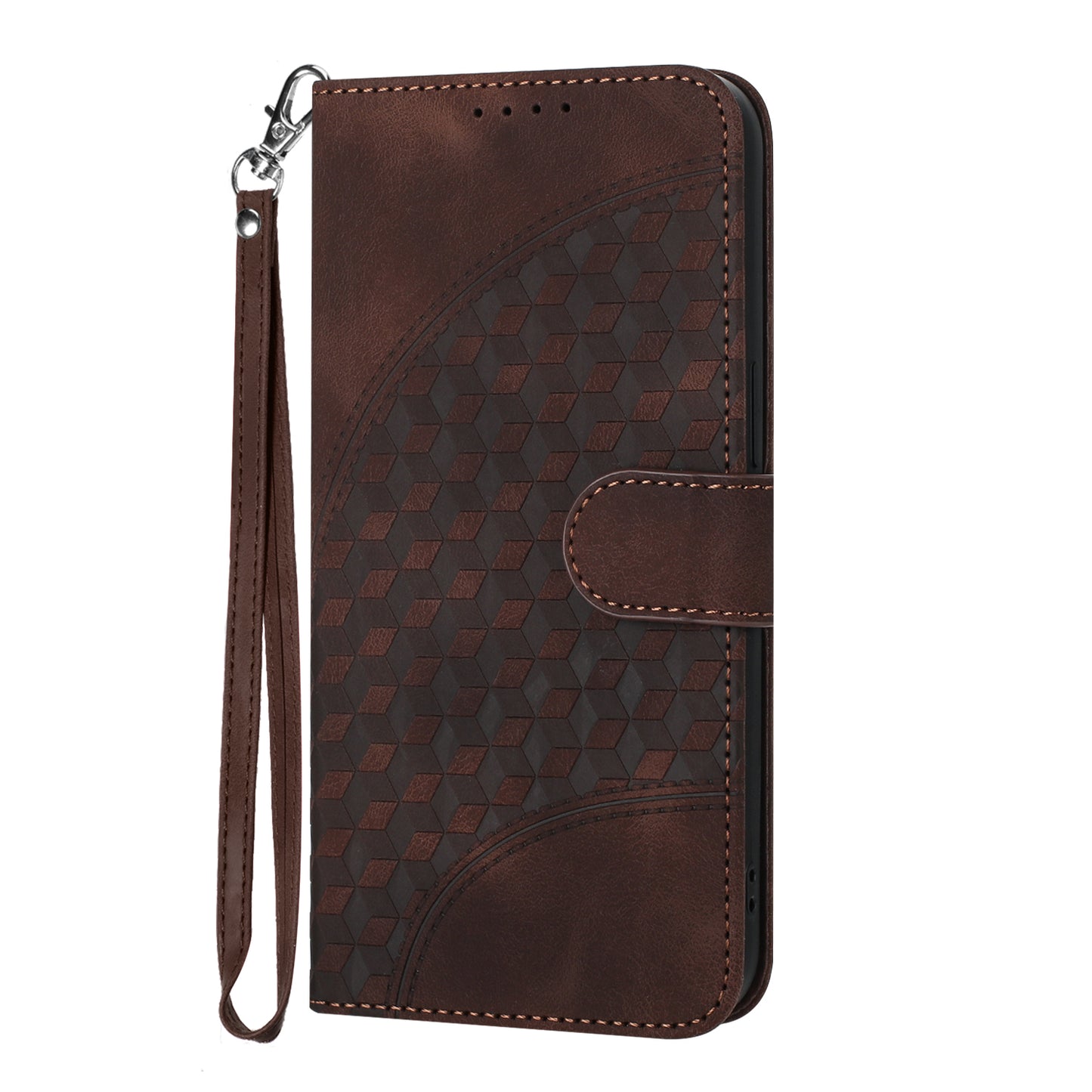Leather iPhone Cases With Card Holder and Wrist Strap Brown -BC25078