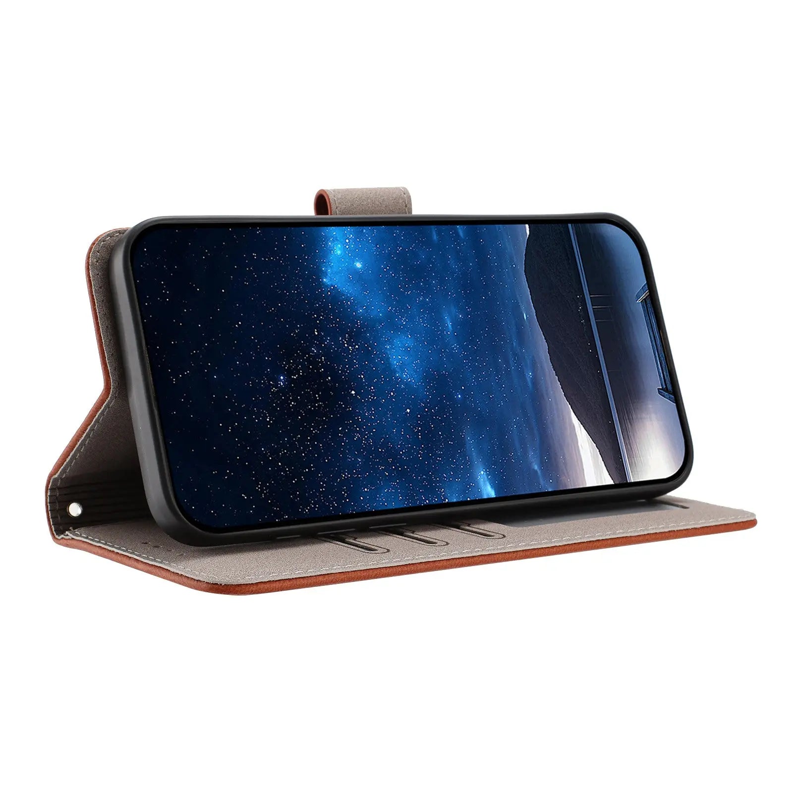 Leather iPhone Cases With Flip Wallet Brown-BC25054 Burycase