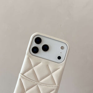 Luxury Leather CC iPhone Case With Card Holder White For iPhone 17 Series-CYCC056