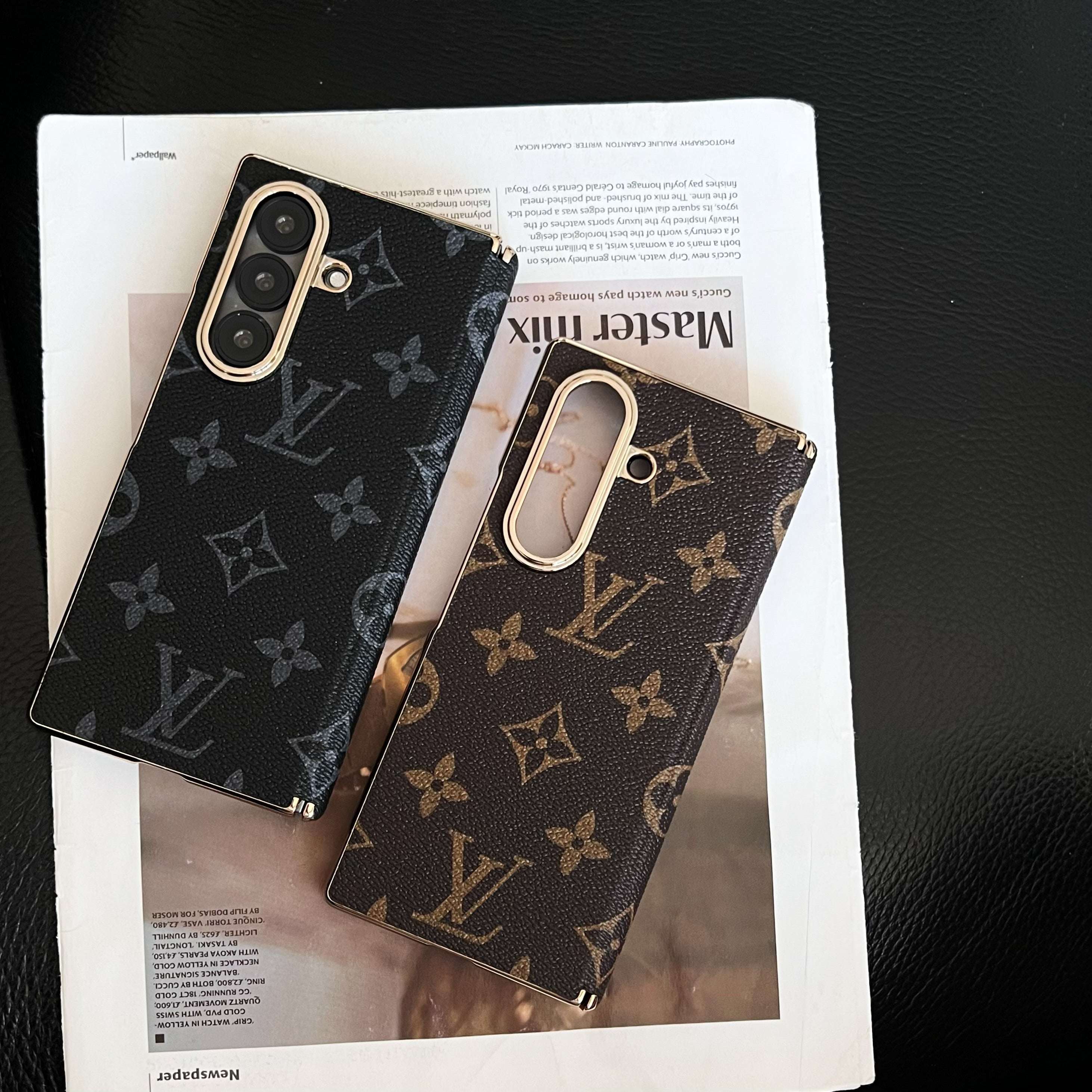Luxury Leather Monogram Samsung Galaxy Z Fold Series Case Big Printing-CYLV089