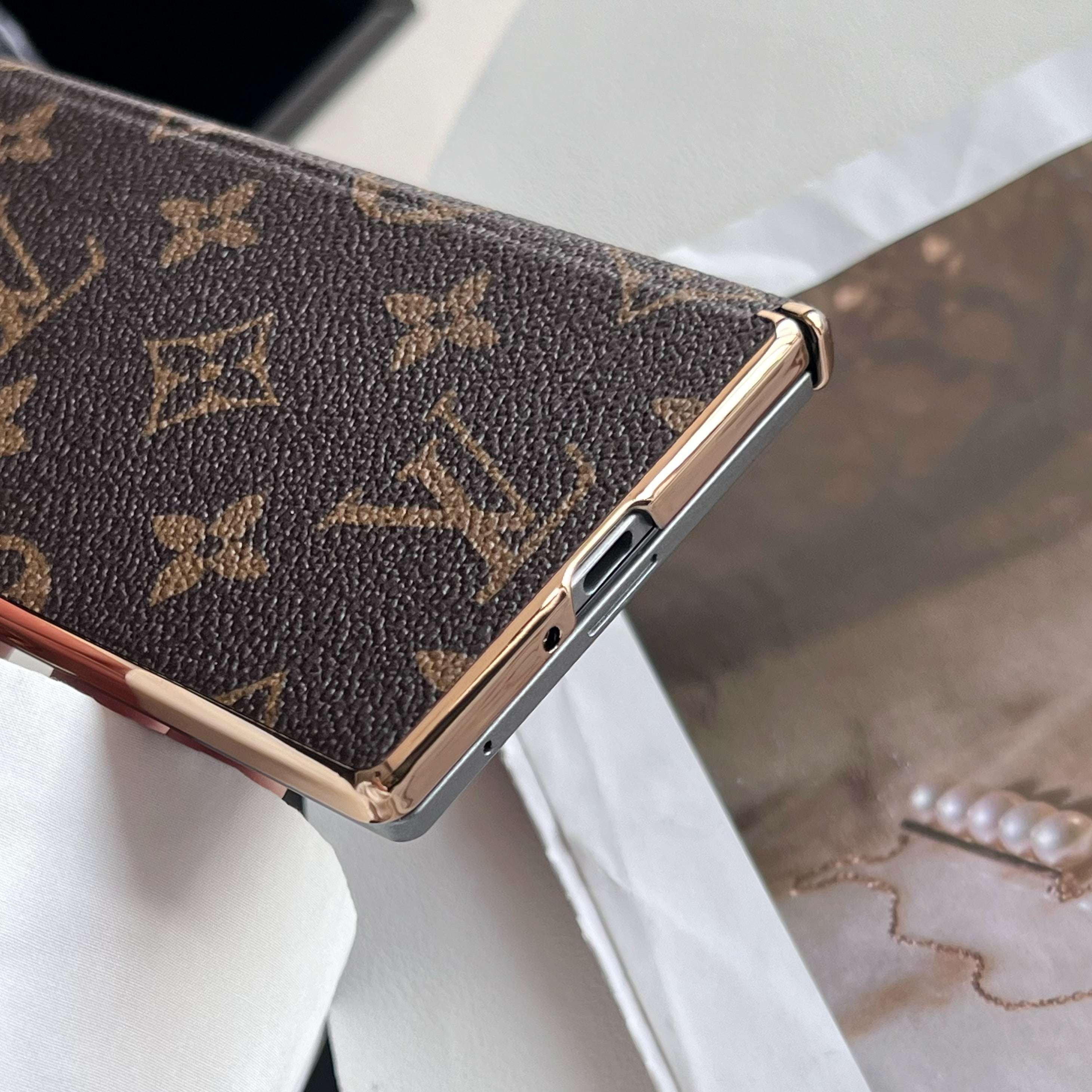 Luxury Leather Monogram Samsung Galaxy Z Fold Series Case Big Printing-CYLV089