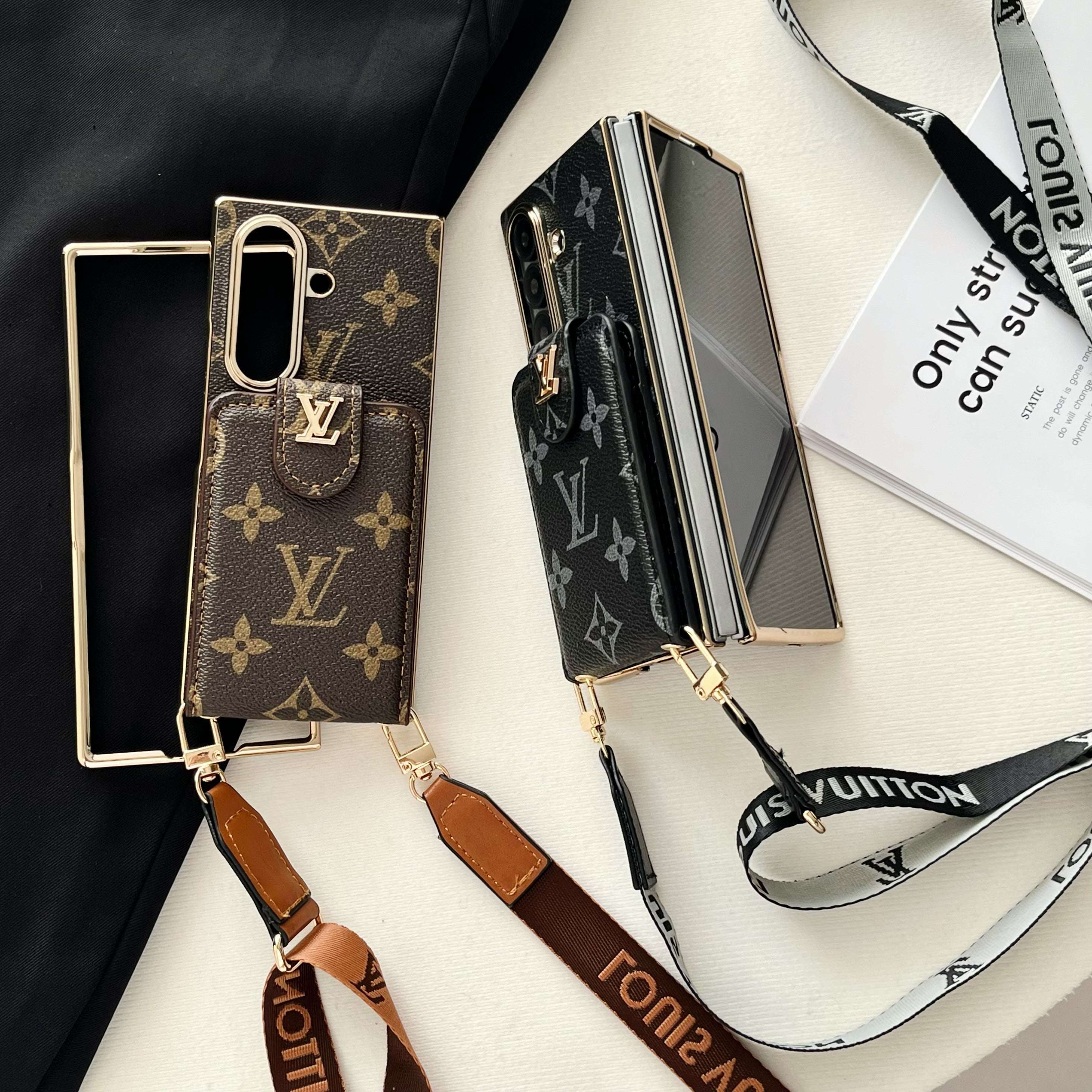 High-quality Monogram Samsung Galaxy Z Fold Series Case With Card Wallet And Strap-CYLV092