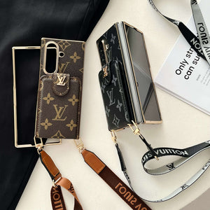 High-quality Monogram Samsung Galaxy Z Fold Series Case With Card Wallet And Strap-CYLV092