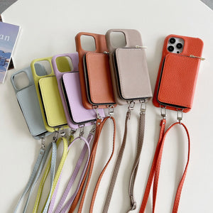 iPhone Case With Zip Wallet And Strap Leather-BC25003 Burycase