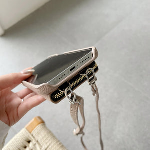 iPhone Case With Zip Wallet And Strap Leather-BC25003 Burycase