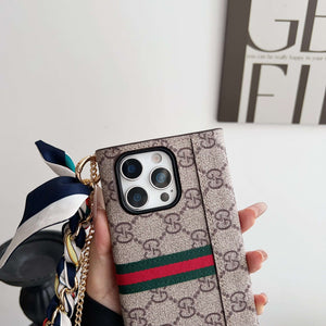 GG iPhone Case With Wallet And chain For iPhone 17 Series-CYGG082