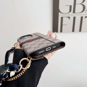 GG iPhone Case With Wallet And chain For iPhone 17 Series-CYGG082