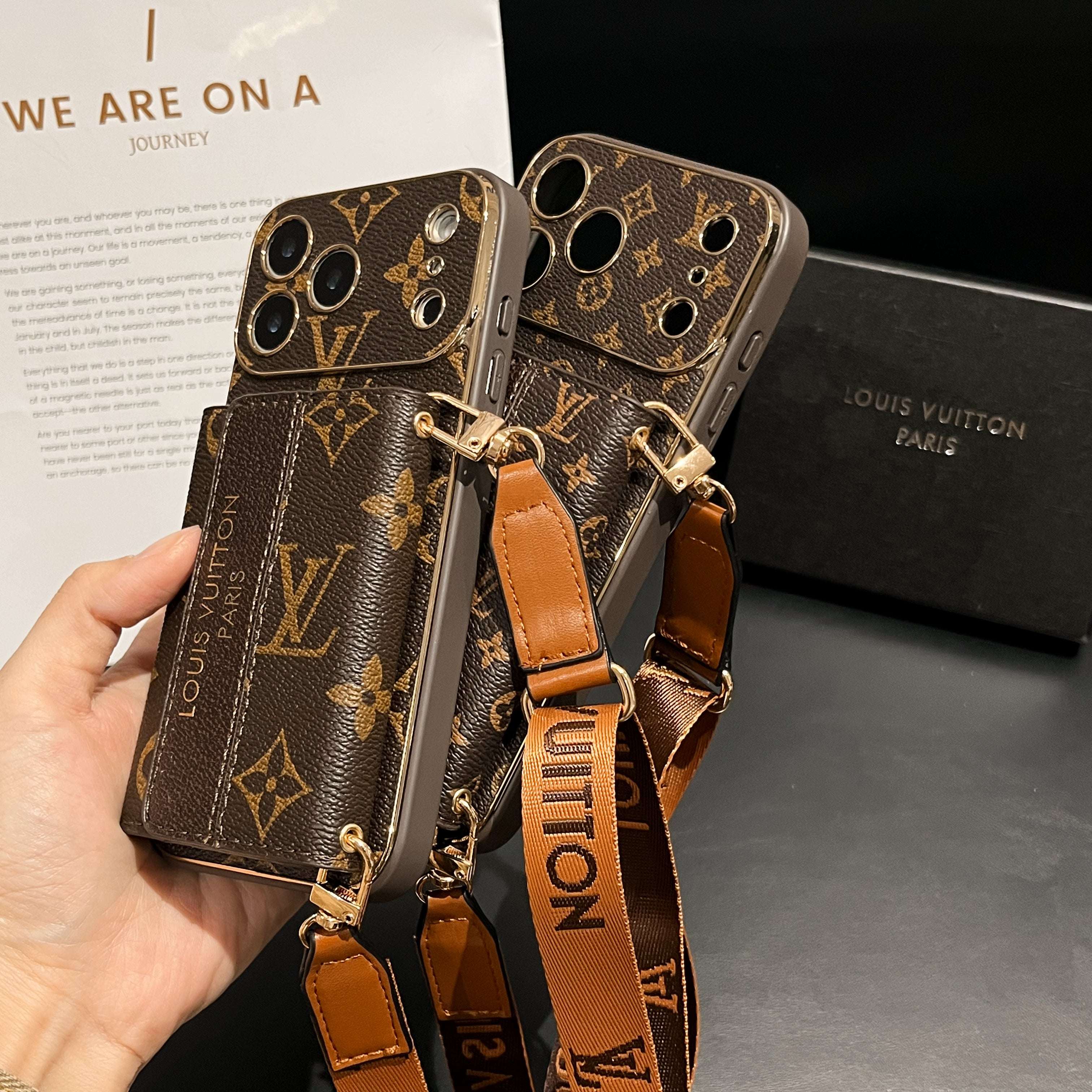 Classic Monogram iPhone Case With Card Holder And Strap For iPhone 17 Series-CYLV009