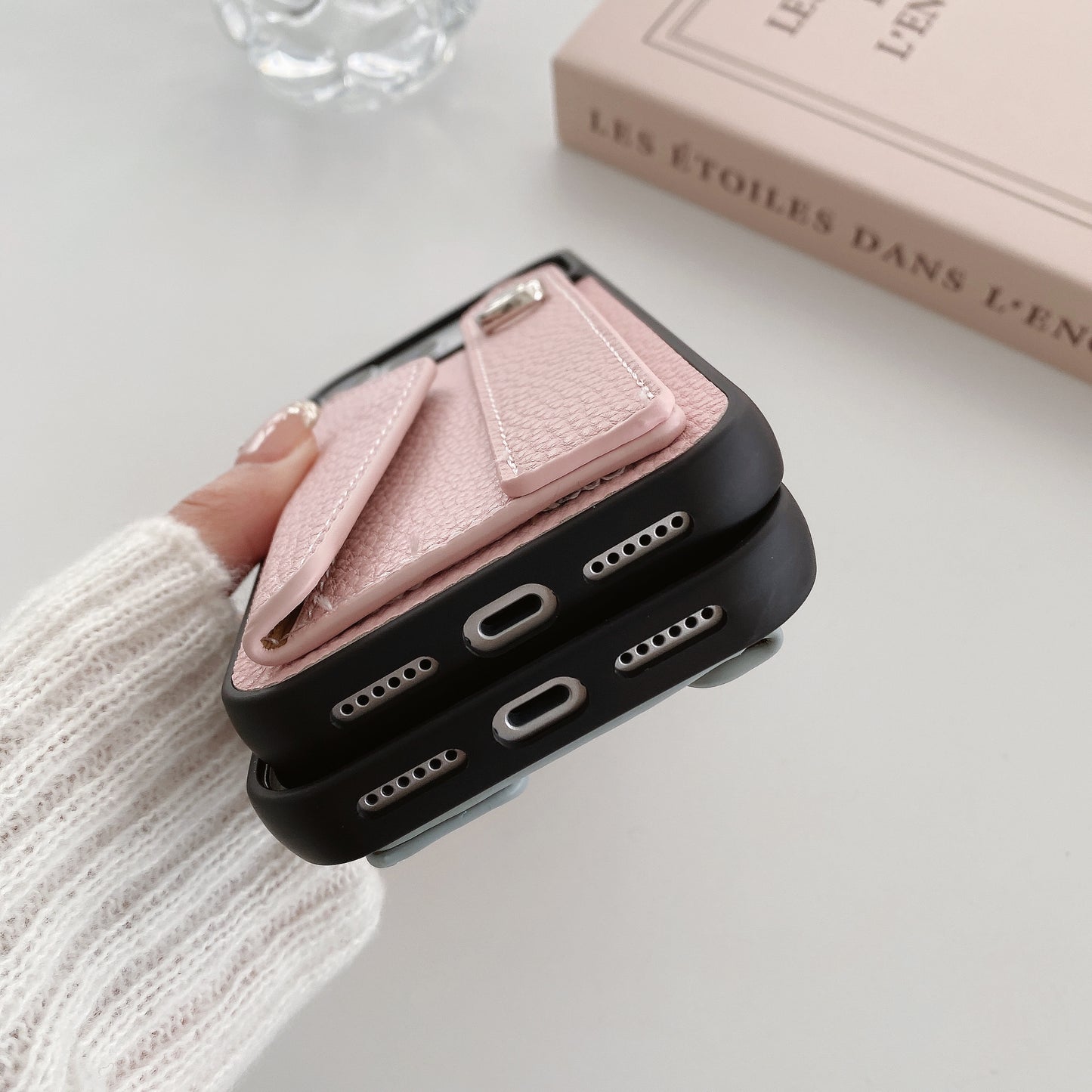 Leather iPhone Case with Wrist Strap and Card Holder Brown– BC25018