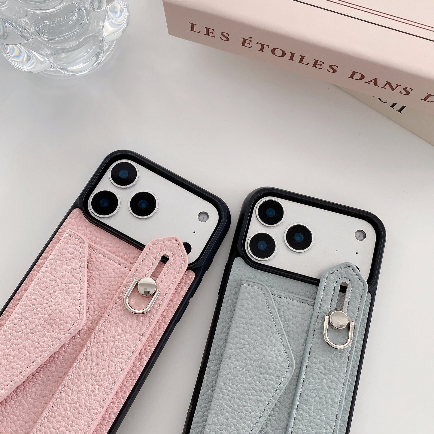 Leather iPhone Case with Wrist Strap and Card Holder Brown– BC25018