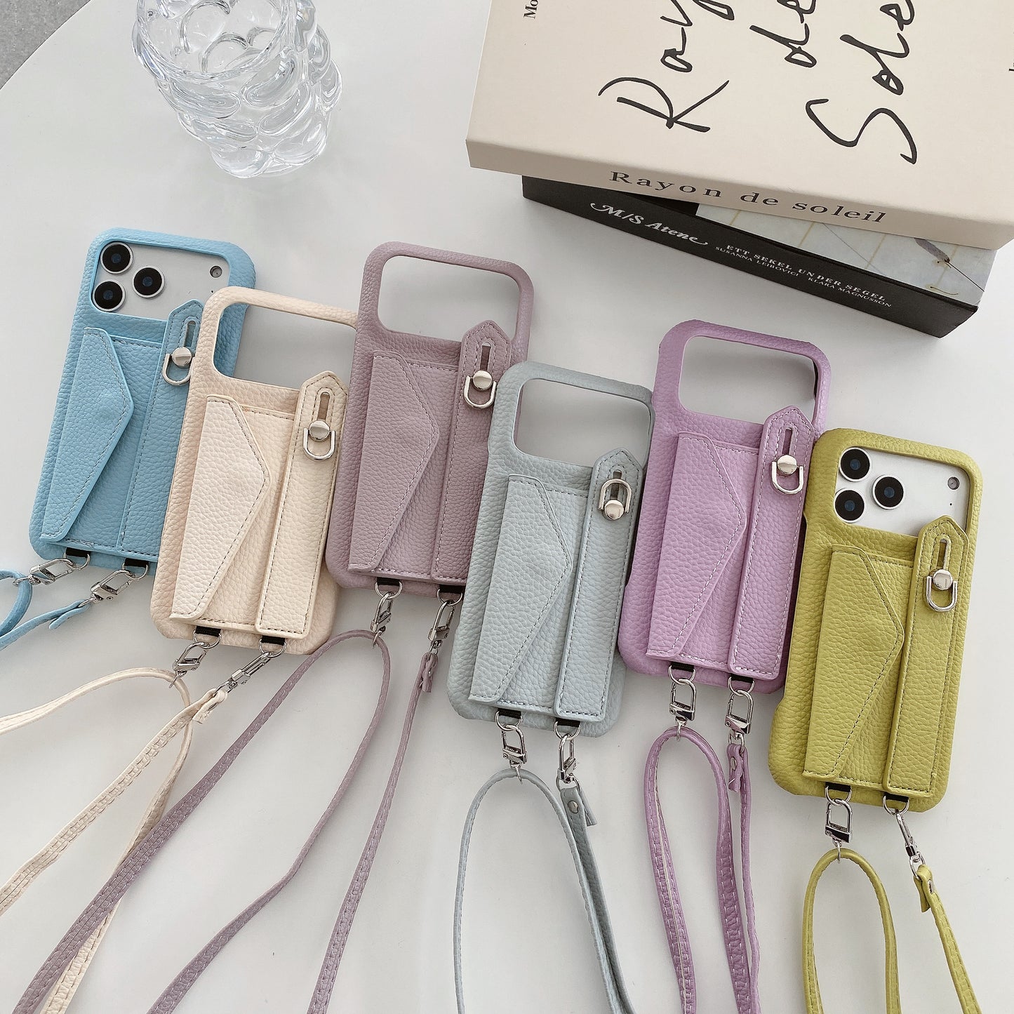 Leather iPhone Case with Card Holder And Strap Brown-BC25016