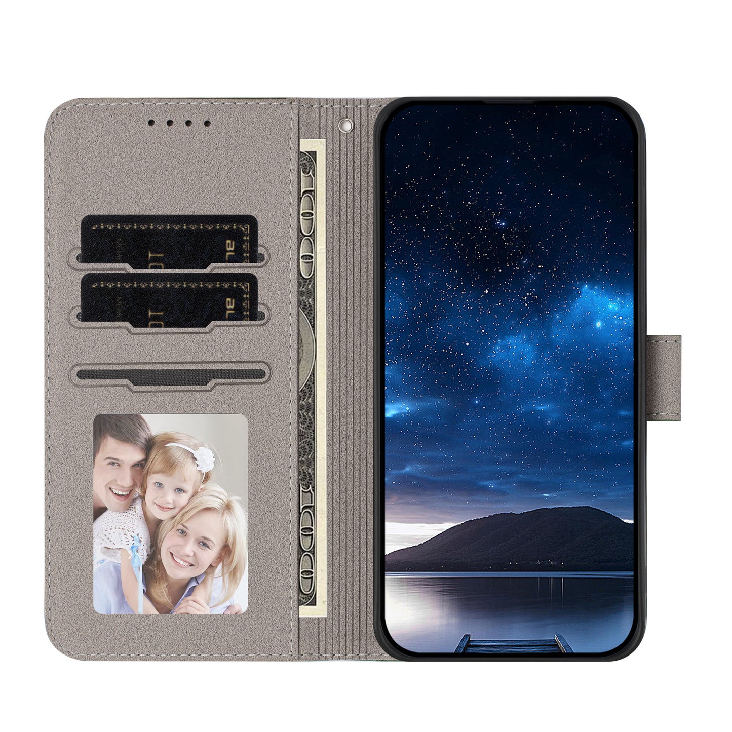 Leather iPhone Cases With Flip Wallet Black-BC25051