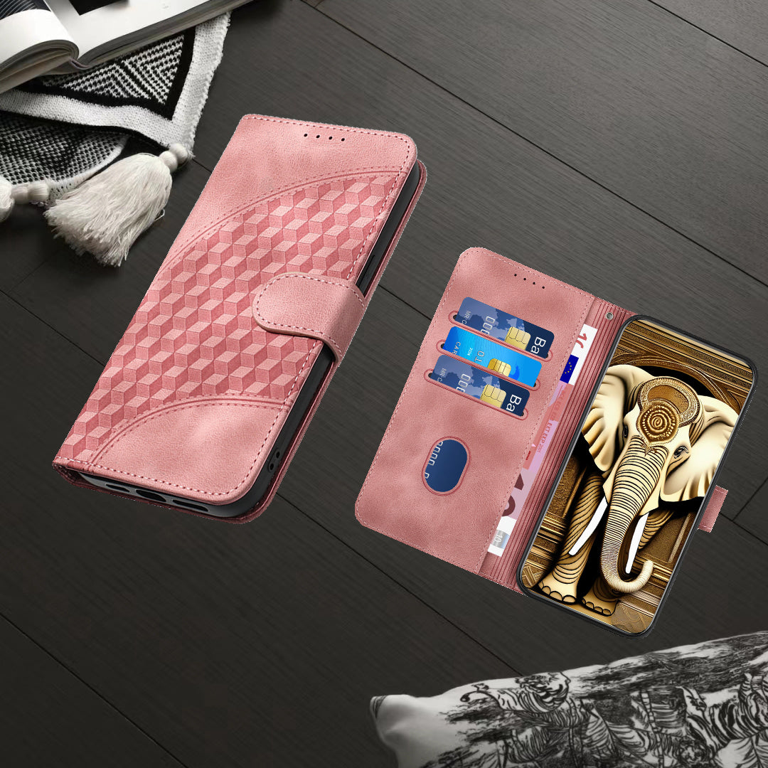 Leather iPhone Cases With Card Holder and Wrist Strap Pink-BC25073